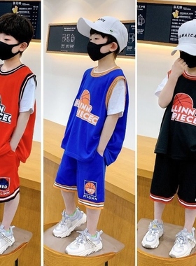 童装男童夏装套装运动速干篮球服2021夏季新款儿童短袖足球帅气潮
