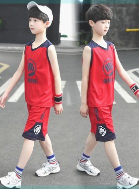 男童夏装背心篮球服套装2021新款中大童儿童夏季训练速干衣两件套