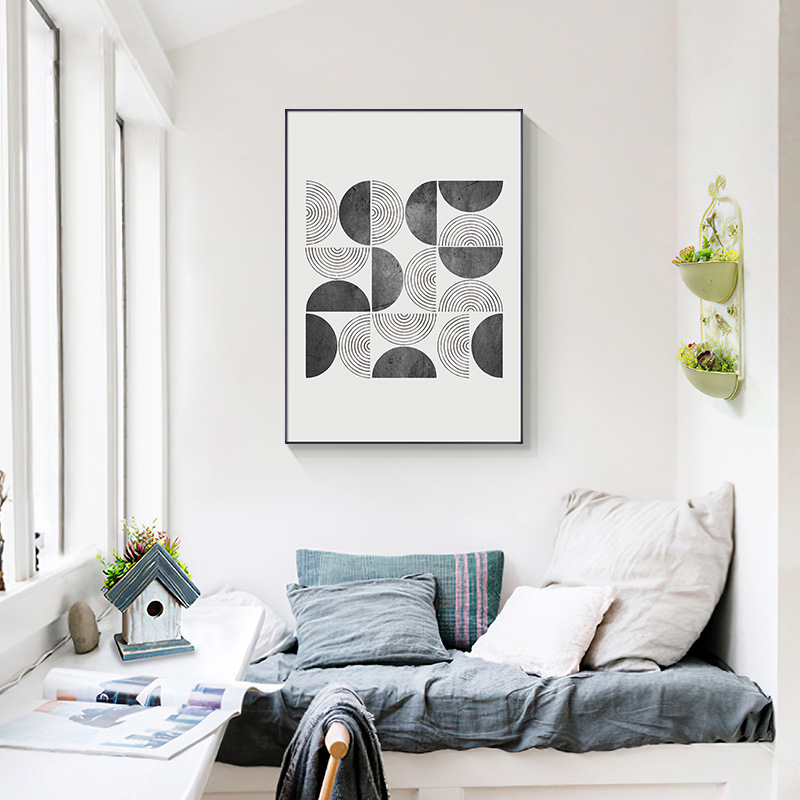 推荐现代简约客厅三联装饰画北欧艺术沙发背景墙挂画几何抽象餐厅