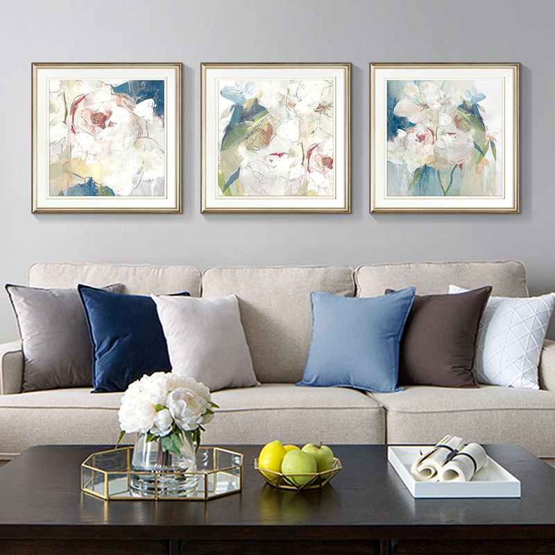 美式轻奢客厅沙发背景墙装饰画现代简美餐厅壁画卧室挂画花卉法式