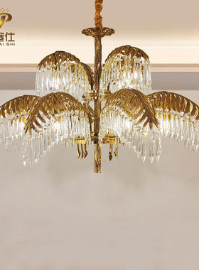 法式全铜吊灯欧式客厅卧室餐厅水晶灯奢华别墅复式楼创意宫廷灯具