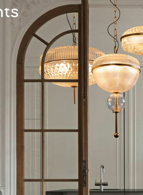美式复古风客厅灯简约现代奢华餐厅灯水晶餐桌灯个性吧台玻璃吊灯