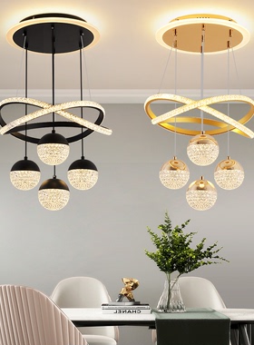 现代简约铝材LED饭桌餐厅灯公寓客厅商铺楼梯创意造型过道吊线灯