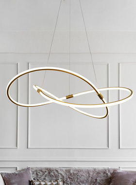意式后现代极简个性创意客厅餐厅卧室圆环设计师艺术线条吊灯