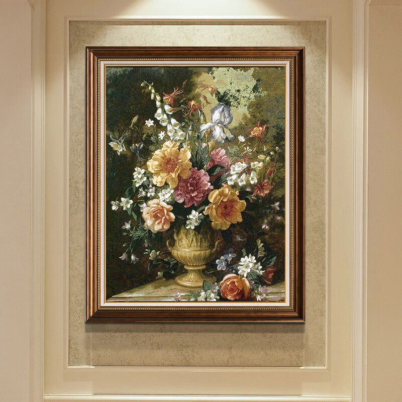 手绘款客厅油画玄关世界名画欧式油画挂画古典植物花卉餐厅装饰|
