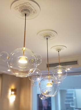 透明泡泡米奇玻璃圆球客厅餐厅卧室北欧后现代简约创意床个性吊灯
