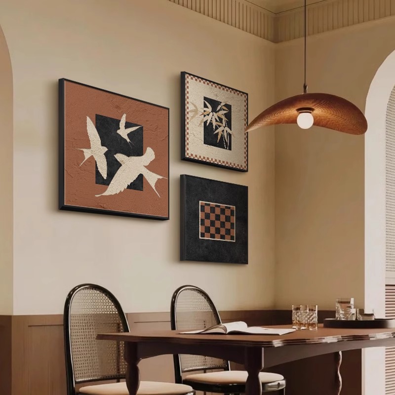 美拉德餐厅饭厅装饰画中古风客厅卧室房间挂画法式复古小众墙壁画