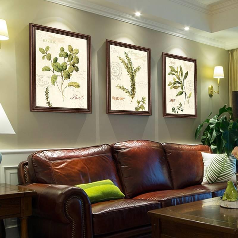 客厅装饰画沙发背景墙美式乡村挂画餐厅玄关田园墙画植物复古壁画
