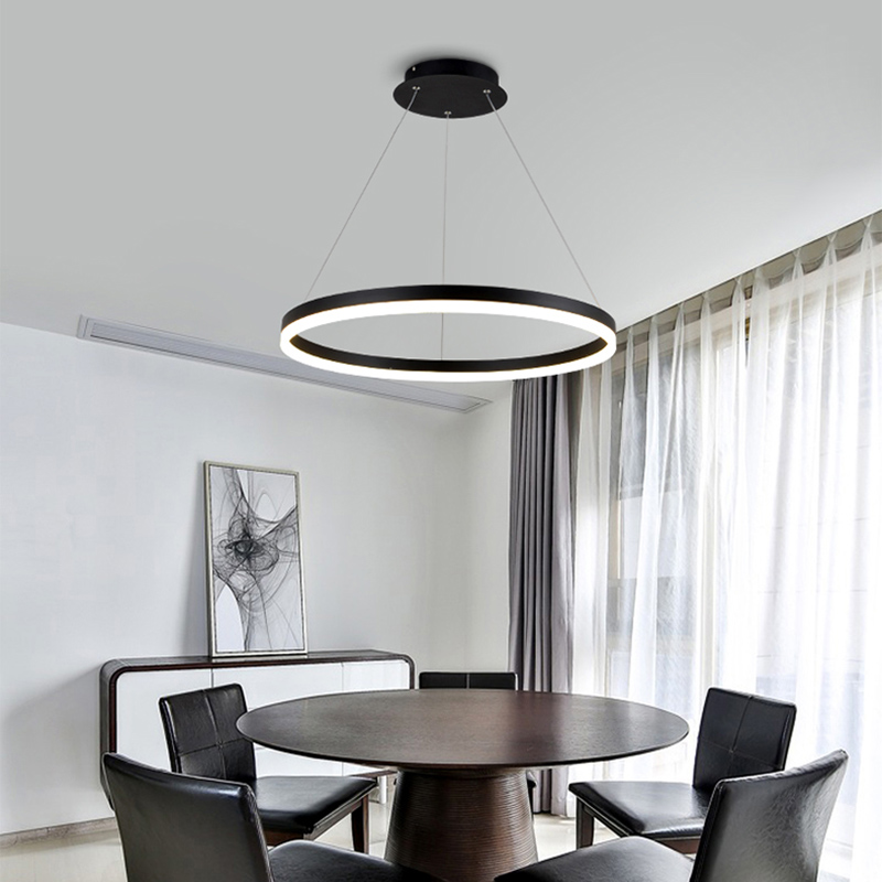 2024新款LED 简约创意工程圆环形客厅办公室吧台咖啡餐厅房间吊灯