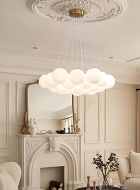 法式轻奢奶油风客厅玻璃星球灯具北欧设计师个性餐厅卧室气球吊灯