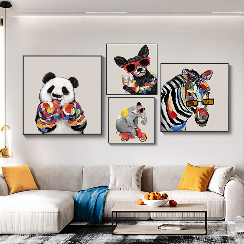 现代简约客厅沙发背景墙装饰画餐厅艺术挂画轻奢卧室床头熊猫壁画