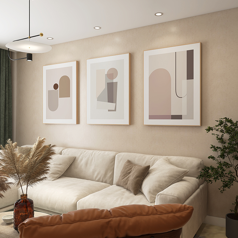 莫兰迪色系客厅北欧装饰画文艺抽象餐厅壁画卧室挂画沙发背景墙画
