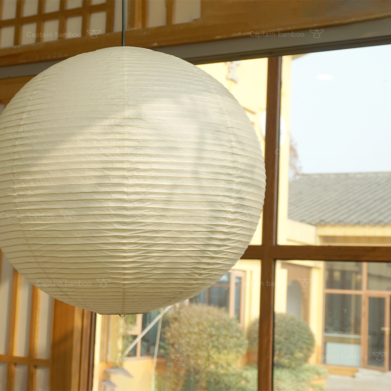 野口勇55A日式复古黄色球形吊灯客厅卧室餐厅loft中古风超大纸灯