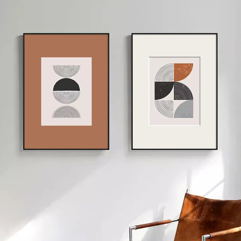 现代简约橙色抽象客厅装饰画餐厅艺术线条几何挂画壁画衣帽间摆画