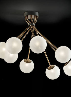 客厅北欧吊灯简约现代极简分子灯魔豆玻璃灯个性卧室餐厅灯圆球型