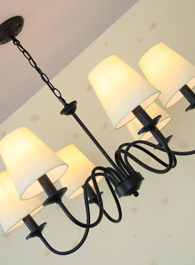 美式乡村铁艺灯客厅吊灯LED餐厅卧室灯房间现代简约家用大气灯具