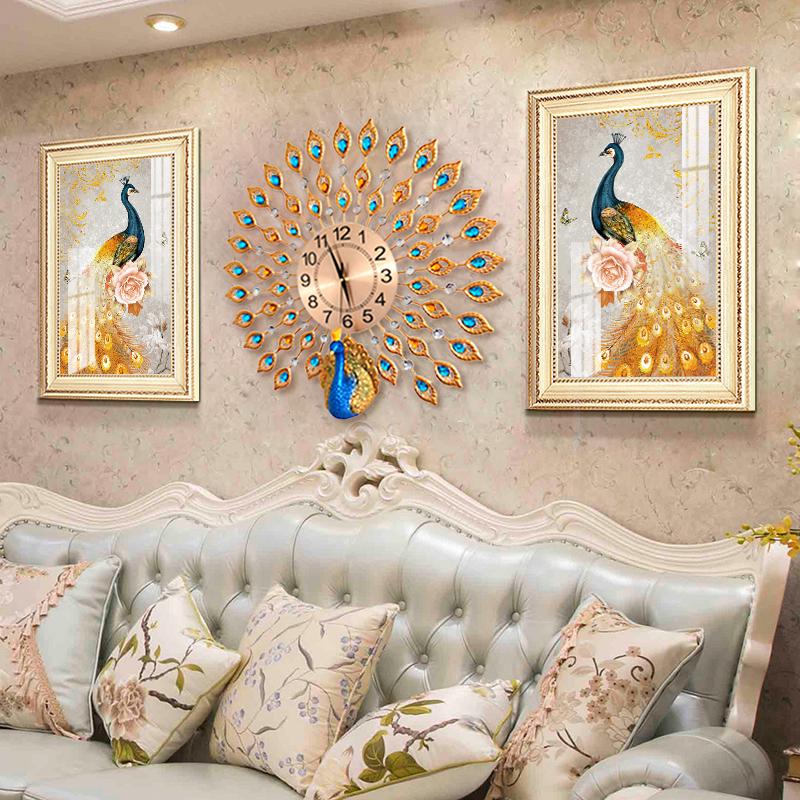 欧式客厅装饰画轻奢大气沙发背景墙壁画餐厅大厅孔雀简欧风格挂画