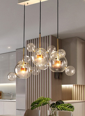 北欧餐厅奶白玻璃球吊灯创意个性米奇泡泡吊灯现代简约客厅吧台灯