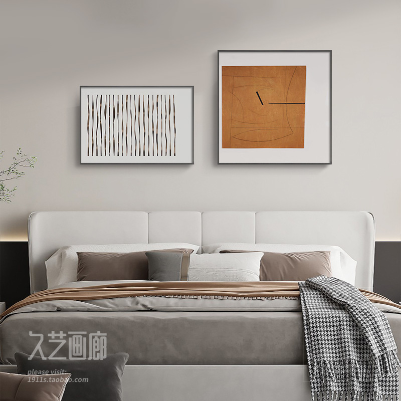 现代极简卧室床头装饰画高级感抽象餐厅挂画组合主卧客厅墙壁画