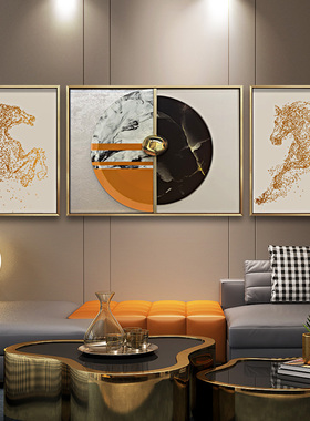 轻奢客厅装饰画现代沙发背景墙画立体抽象大气挂画餐厅橙色马壁画