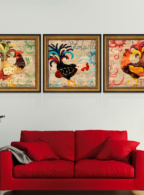 现代简约客厅玄关沙发背景墙装饰画饭馆餐厅厨房挂画欧式雄鸡壁画
