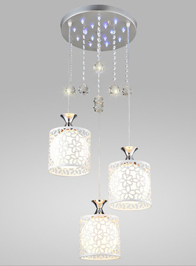 餐厅饭厅家用三头吊灯水晶现代简约餐厅吊灯卧室客厅LED灯具外罩
