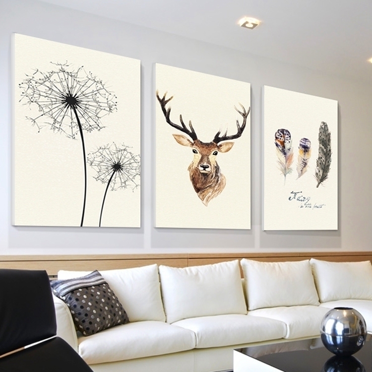 北欧麋鹿装饰画客厅沙发背景墙三联画餐厅玄关走廊墙壁画卧室挂画
