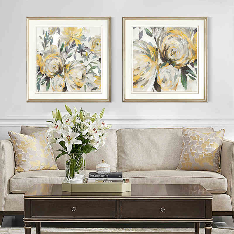现代美式装饰画轻奢简美挂画客厅沙发背景墙壁画餐厅玄关卧室花卉