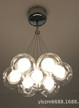 客厅灯具2023新款现代透明多头泡泡球吊灯玻璃圆球形餐厅彩色球灯