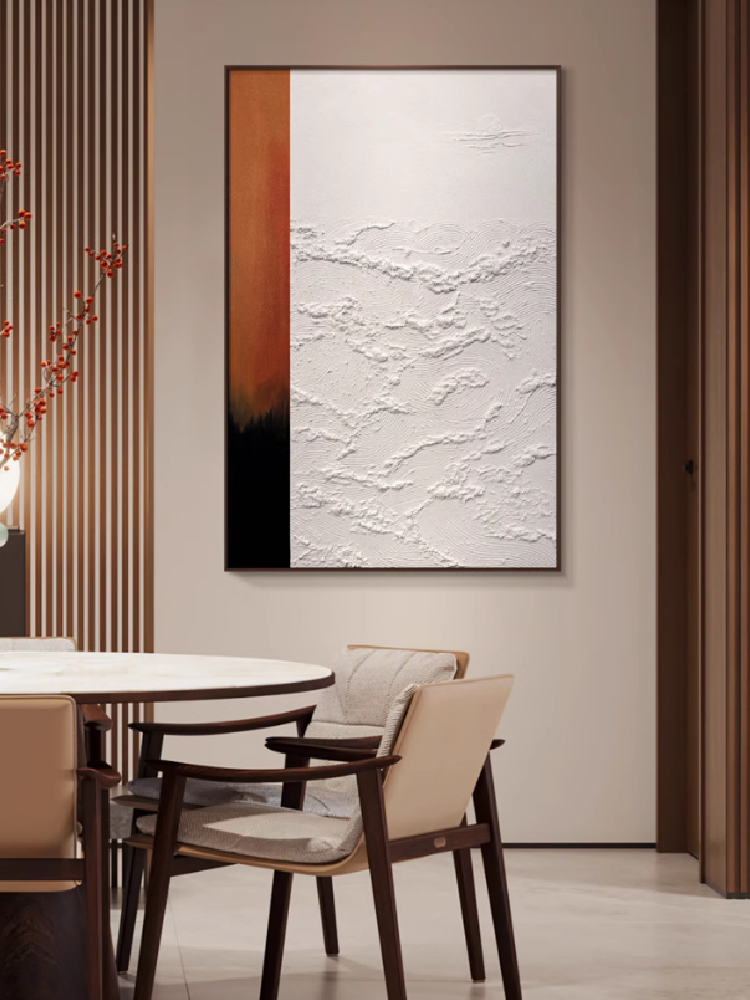 厂餐厅背景墙装饰画 《海上日出图》3D浮雕立体客厅沙发轻奢挂画