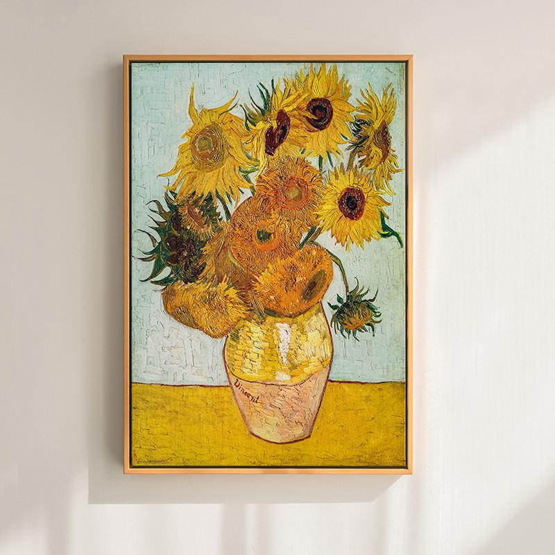十七小众艺术梵高花瓶黄色向日葵油画装饰画客厅餐厅挂画玄关壁画
