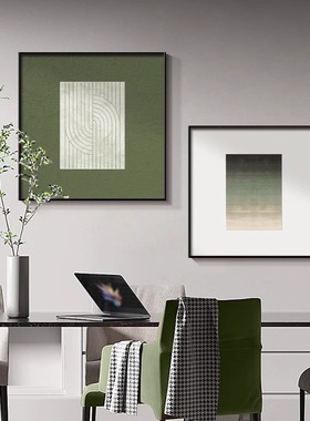 现代简约餐厅装饰画轻奢高档客厅沙发背景墙挂画抽象艺术绿色壁画