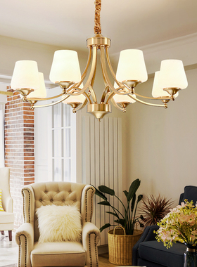 美式吊灯客厅灯全铜法式轻奢高端铜灯餐厅卧室灯欧式复古大气灯具