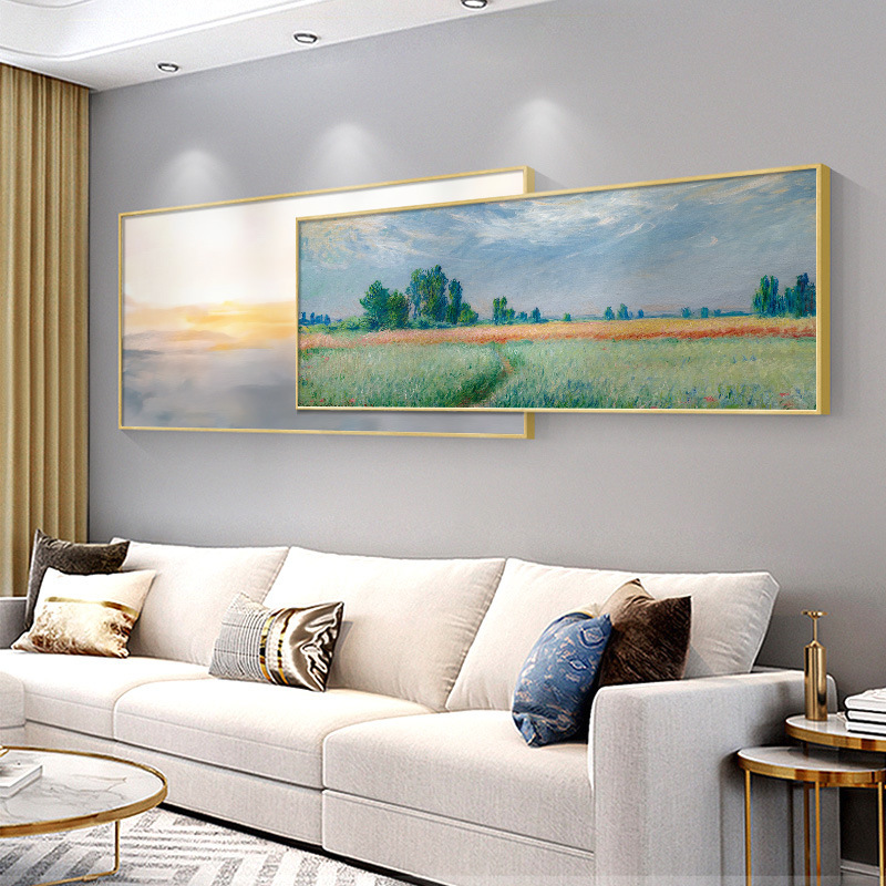 现代轻奢客厅装饰画大气印象莫奈沙发背景墙壁画北欧餐厅卧室挂画