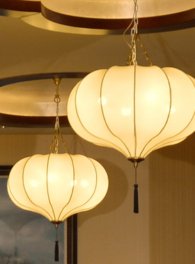 新中式古典全手工鸟笼布艺吊灯酒店复古客厅餐厅工程创意造型吊灯