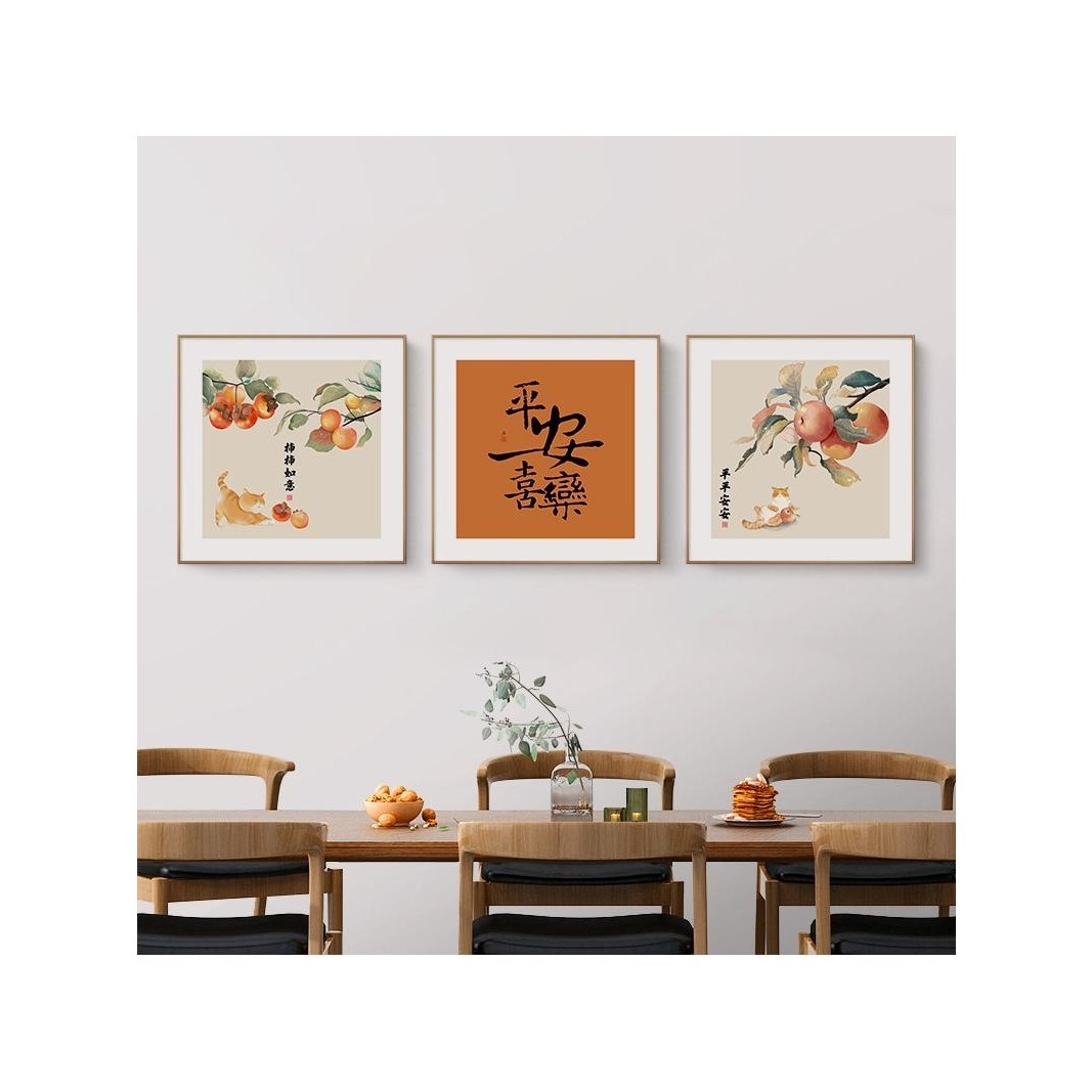 餐厅画装饰画新中式吃饭餐桌边柜厨房客厅墙壁挂画