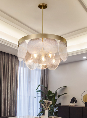 艺术范后现代全铜轻奢吊灯现代创意玻璃水晶花瓣客厅餐厅卧室灯