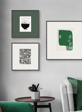 小众艺术客厅装饰画现代极简餐厅挂画高级感抽象线条绿色文艺壁画