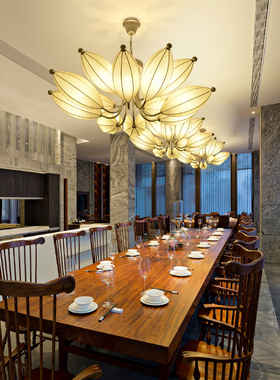 新中式吊灯复古餐饮客厅包厢饭店酒店茶室餐厅包间创意禅意莲花灯