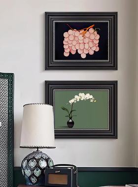 现代美式装饰画卧室床头挂画花卉餐厅壁画客厅中古风法式绿植抽象