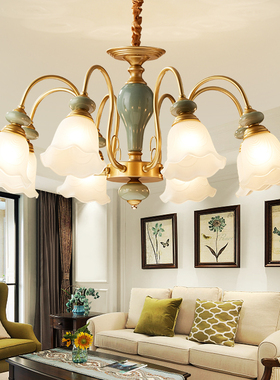 美式吊灯创意个性简约现代大气陶瓷欧式复古餐厅卧室书房客厅吊灯
