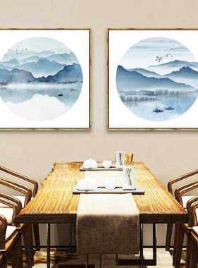 新中式玄关装饰画客厅沙发背景墙壁画餐厅办公室禅意山水有框挂画