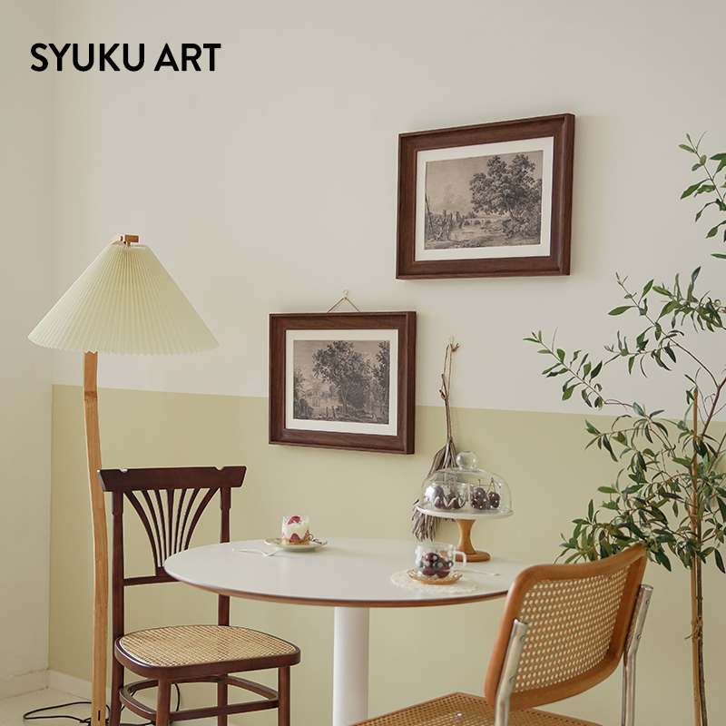 Syukuart法式美式有框复古客厅家居装饰挂画摆件餐厅花园ps版画