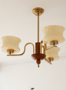 中古法式简约吊灯 现代美式侘寂复古原木客厅卧室餐厅灯具