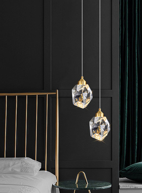 全铜轻奢水晶小吊灯现代简约客厅餐厅吧台卧室床头背景墙装饰灯