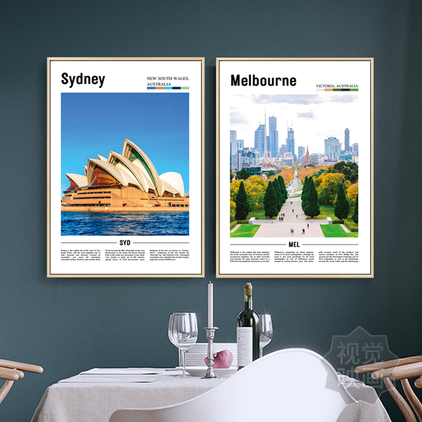 澳大利亚装饰画客厅沙发背景墙画餐厅卧室壁画悉尼墨尔本城市挂画