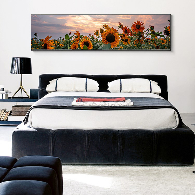 9029客厅装饰画餐厅卧室墙壁挂画小清新植物北欧风简约向日葵横幅