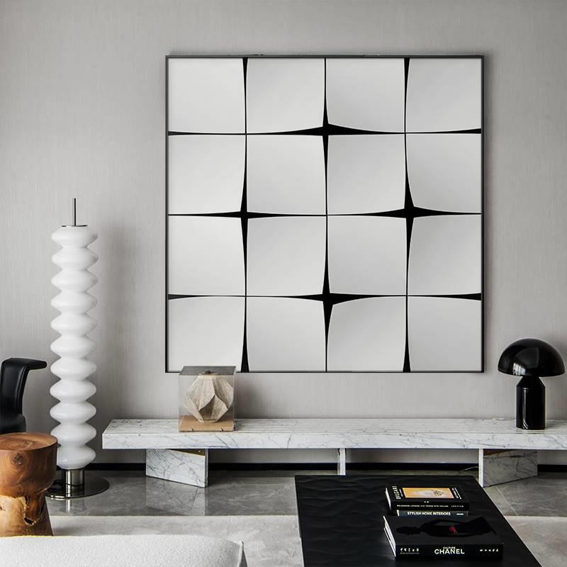 现代黑白极简客厅沙发背景墙装饰画高级感挂画餐厅立体感抽象壁画