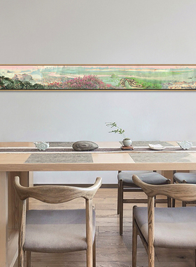 新中式客厅沙发画装饰画茶室背景墙餐厅壁画极窄挂画细长条风景画