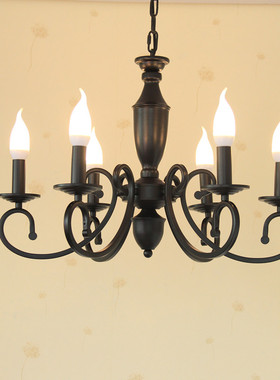 美式客厅6头8头吊灯现代简约餐厅蜡烛灯复古法式房间温馨卧室灯具